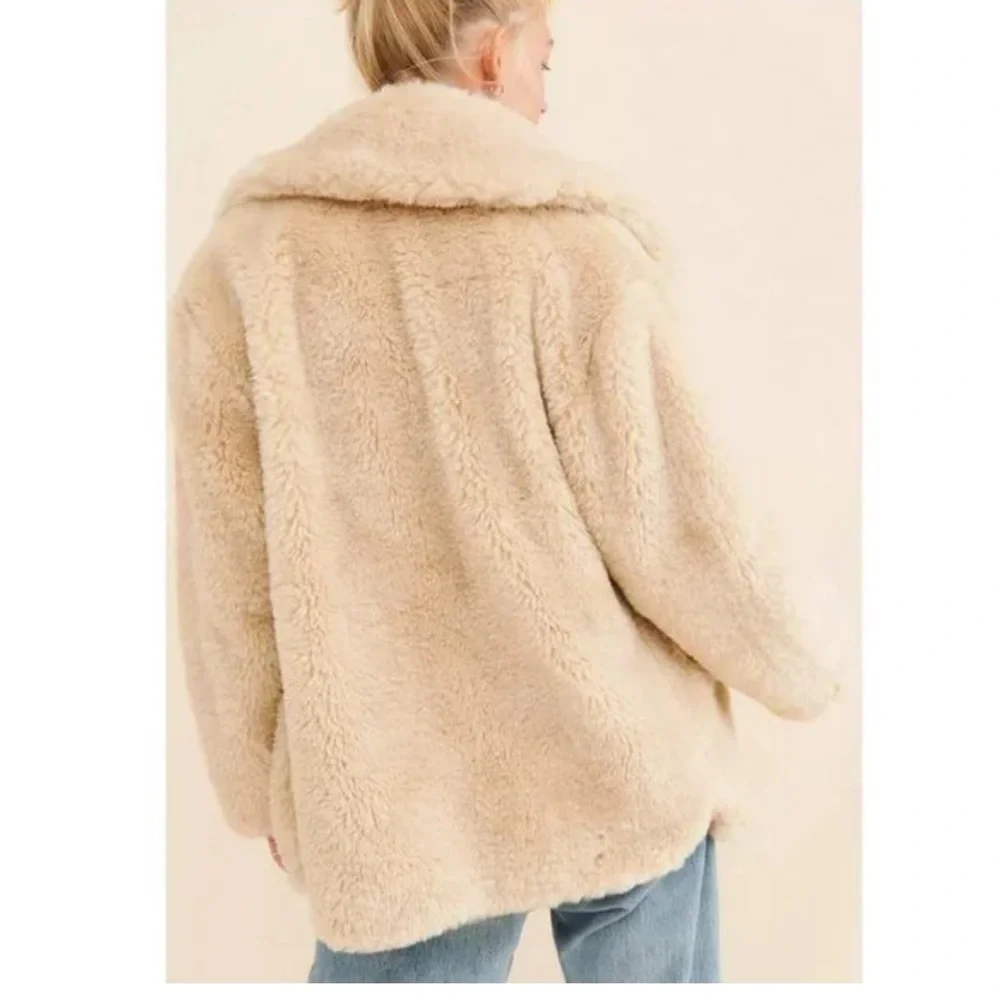 NWT Free People Pretty Perfect‎ Faux Fur Teddy Jacket Bohemian 70s Oversized